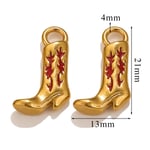 Red / 1 Piece Simple Retro Style Boot Shape Stainless Steel  Gold Color Women's Pendant Picture12